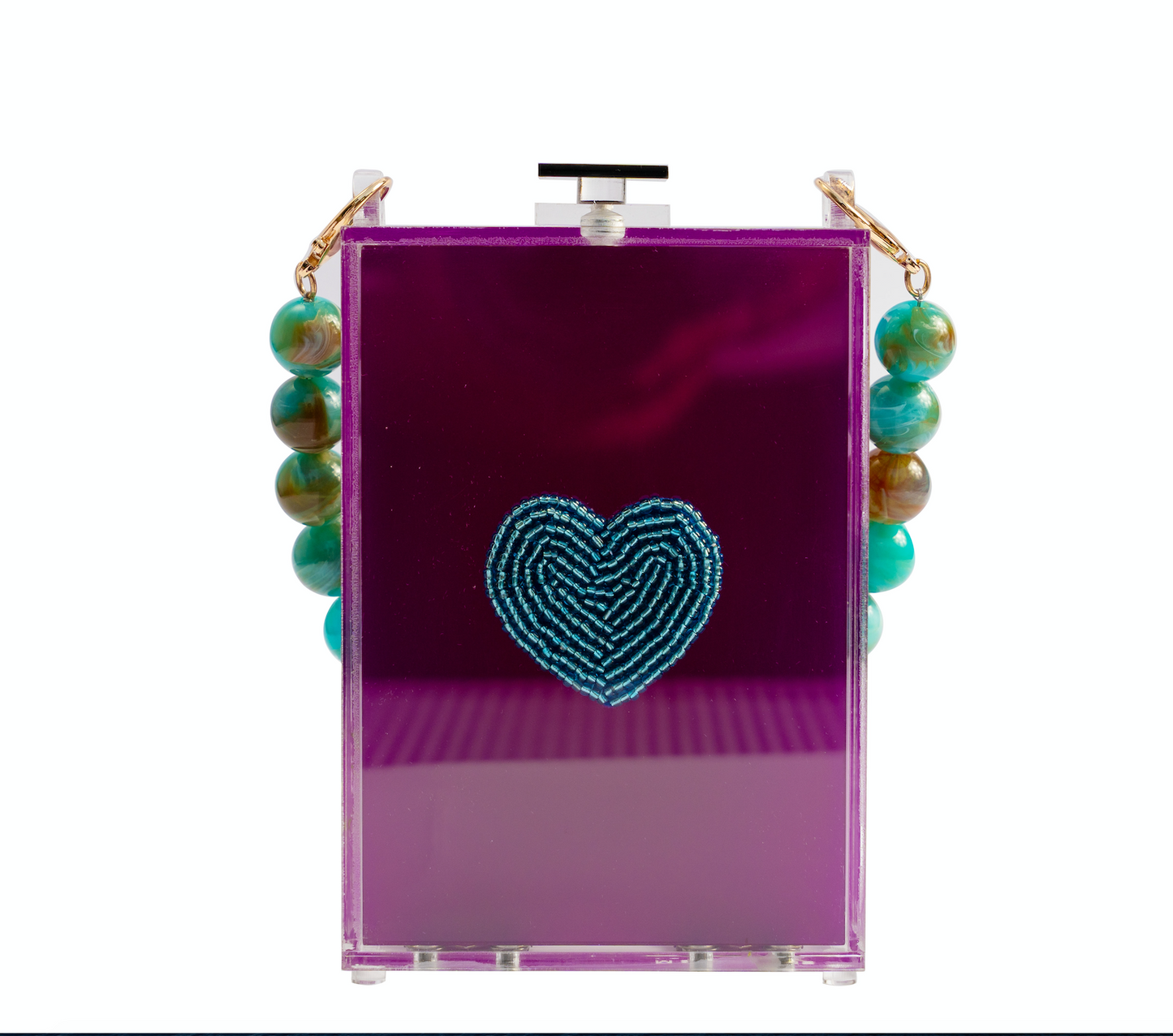 Hand Embroidered Heart Clutch