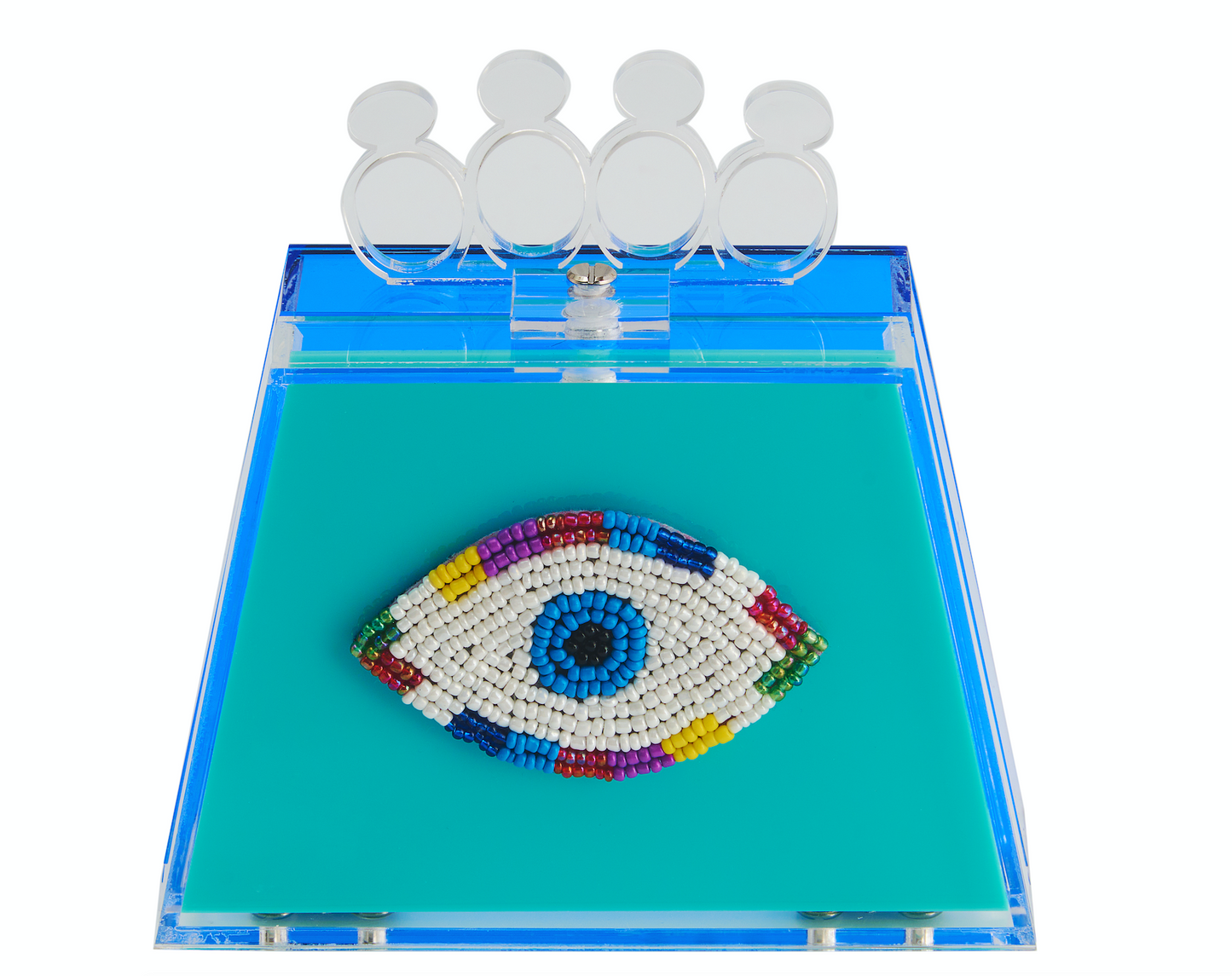 Embroidered eye ring clutch