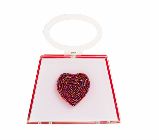 Embroidered Heart Clutch